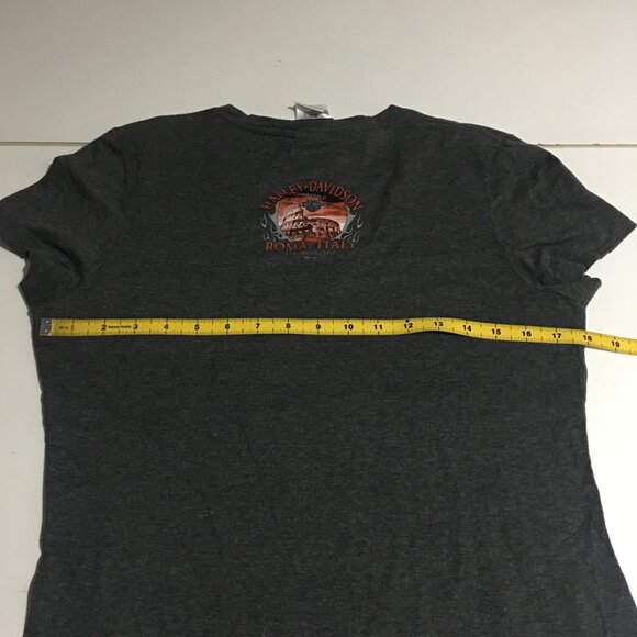 Harley Davidson Womens Large T-Shirt Motorcycle Biker Gray Roma Italy - Picture 9 of 10